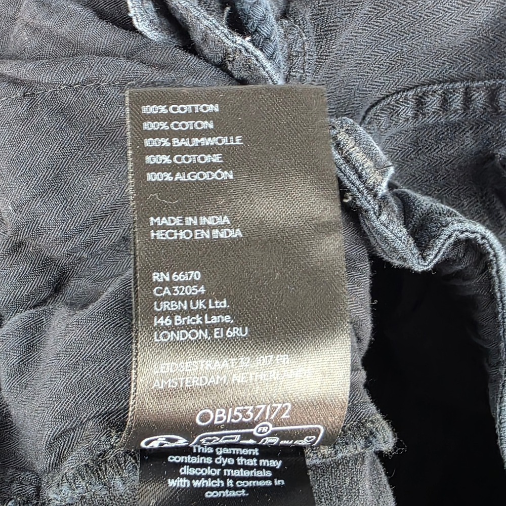 Free People Black Herringbone Cargo Pant Womens Small Cropped Drawstring - Picture 10 of 12